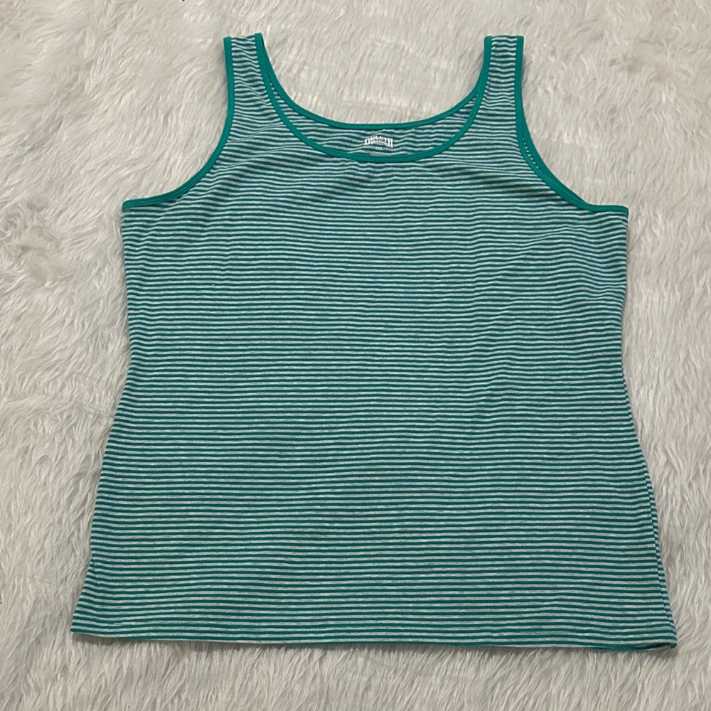 Duluth Trading Co Aqua Striped Tank Top